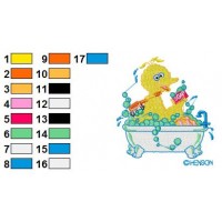Sesame Street Big Bird Bathe Embroidery Design